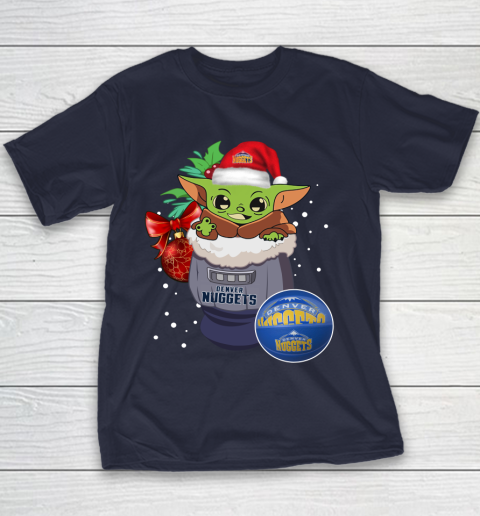 Denver Nuggets Christmas Baby Yoda Star Wars Funny Happy NBA Youth T-Shirt 4
