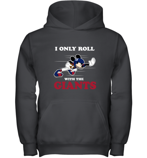 NFL Mickey Mouse I Only Roll With New York Giants Youth Hoodie