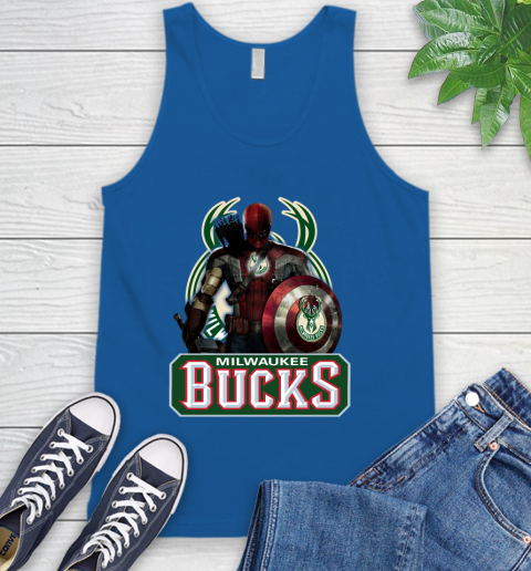 Milwaukee Bucks NBA Basketball Captain America Thor Spider Man Hawkeye Avengers Tank Top 5
