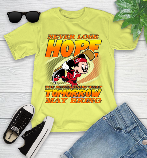 Carolina Hurricanes NHL Hockey ootball Mickey Disney Never Lose Hope Youth T-Shirt 10