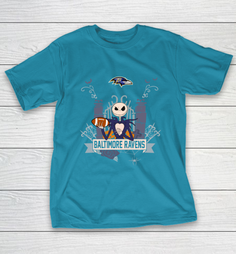 NFL Baltimore Ravens Football Jack Skellington Halloween T-Shirt 7