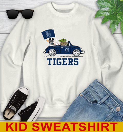 MLB Baseball Detroit Tigers Darth Vader Baby Yoda Driving Star Wars Shirt Youth Sweatshirt