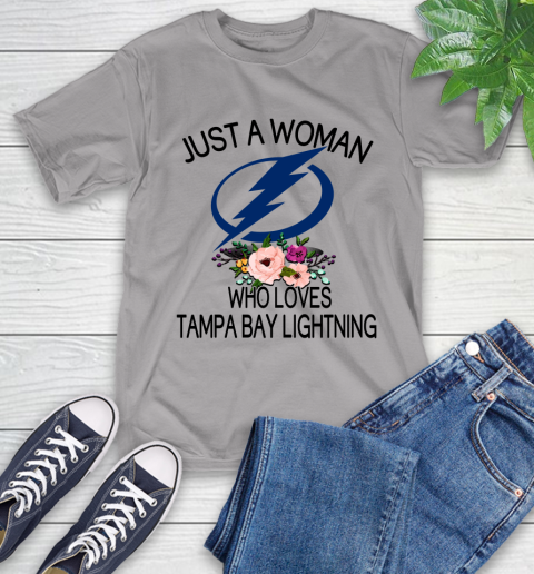 NHL Just A Woman Who Loves Tampa Bay Lightning Hockey Sports T-Shirt 4