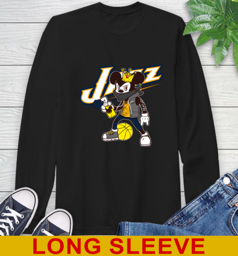 Utah Jazz NBA Basketball Mickey Peace Sign Sports Long Sleeve T-Shirt 2