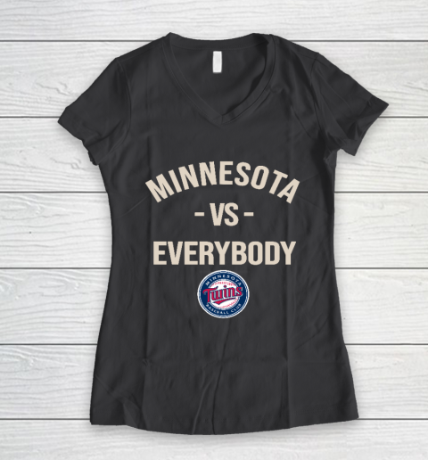 Minnesota Twins Vs Everybody Women's V-Neck T-Shirt 6