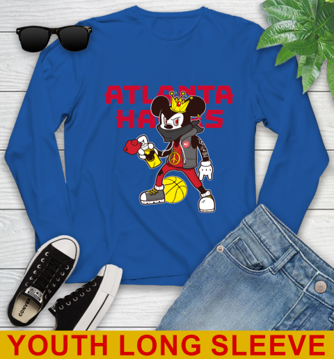 Atlanta Hawks NBA Basketball Mickey Peace Sign Sports Youth Long Sleeve 10