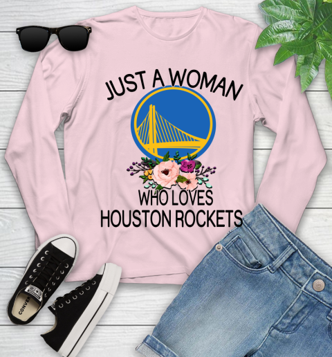 NBA Just A Woman Who Loves Houston Rockets Basketball Sports Youth Long Sleeve 7