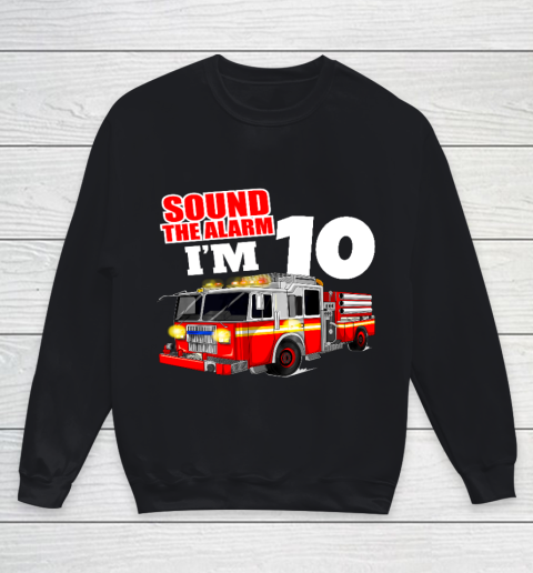Kids Fire Truck 10th Birthday T Shirt Boy Firefighter 10 Years Old Youth Sweatshirt