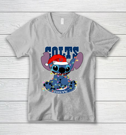 Indianapolis Colts NFL Football noel stitch Christmas V-Neck T-Shirt 2