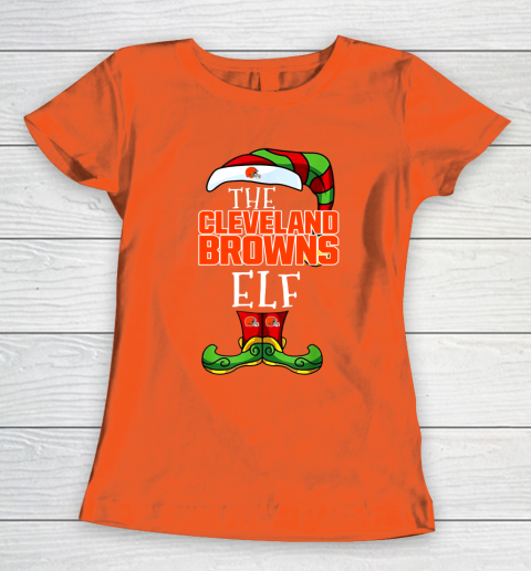 Cleveland Browns Christmas ELF Funny NFL Women's T-Shirt 3