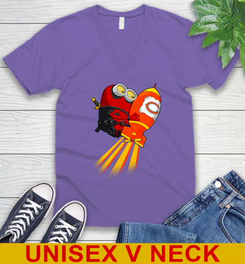 NFL Football Chicago Bears Deadpool Minion Marvel Shirt V-Neck T-Shirt 8
