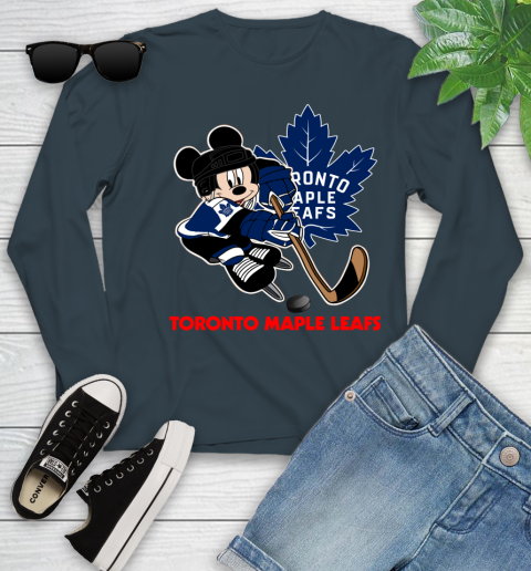 NHL Toronto Maple Leafs Mickey Mouse Disney Hockey T Shirt Youth Long Sleeve 8