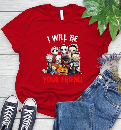 Halloween Horror Movie Characters Chibi I Will Be Your Friend Women's T-Shirt 8
