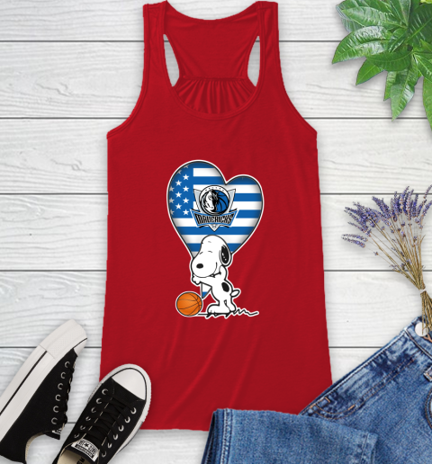 Dallas Mavericks NBA Basketball The Peanuts Movie Adorable Snoopy Racerback Tank 6