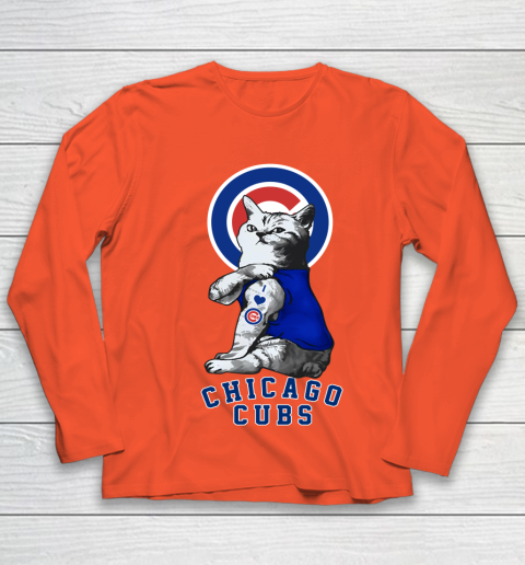 MLB Baseball My Cat Loves Chicago Cubs Youth Long Sleeve 3