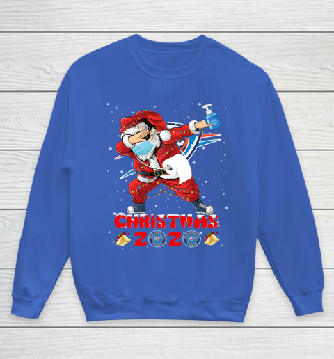 Oklahoma City Thunder Funny Santa Claus Dabbing Christmas 2020 NBA Youth Sweatshirt 6