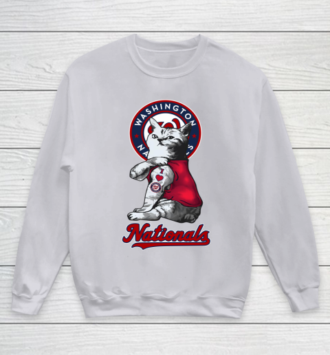 MLB Baseball My Cat Loves Washington Nationals Youth Sweatshirt 3