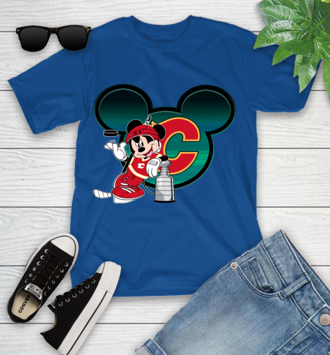 NHL Calgary Flames Stanley Cup Mickey Mouse Disney Hockey T Shirt Youth T-Shirt 9