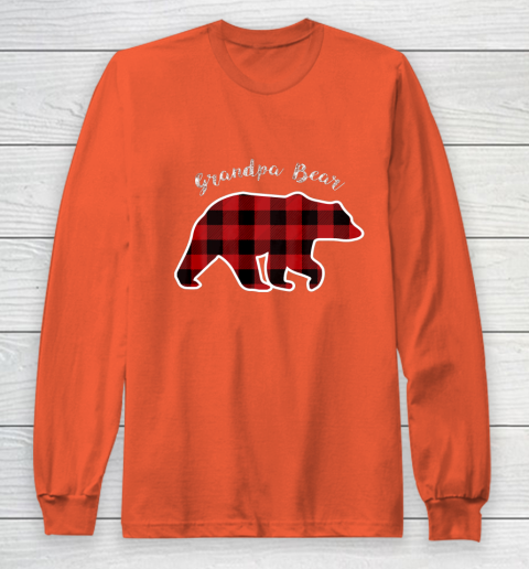 GRANDPA BEAR Men Red Plaid Christmas Pajama Family Gift Long Sleeve T-Shirt 3