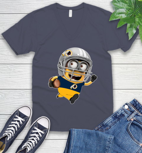 NFL Washington Redskins Minions Disney Football Sports V-Neck T-Shirt 9