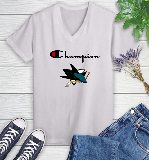 NHL Hockey San Jose Sharks Champion Shirt Women's V-Neck T-Shirt