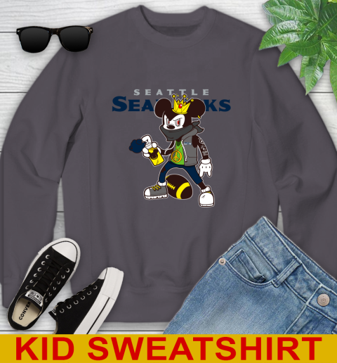Seattle Seahawks NFL Football Mickey Peace Sign Sports Youth Sweatshirt 6
