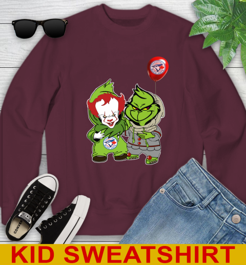 Baby Pennywise Grinch Christmas MLB Baseball Toronto Blue Jays Youth Sweatshirt 5