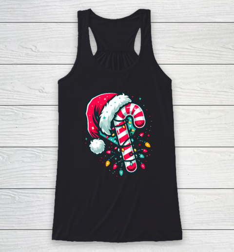 Candy Cane Crew Christmas Lights Family Matching Xmas Racerback Tank