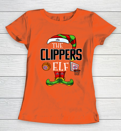 LA Clippers Christmas ELF Funny NBA Women's T-Shirt 3