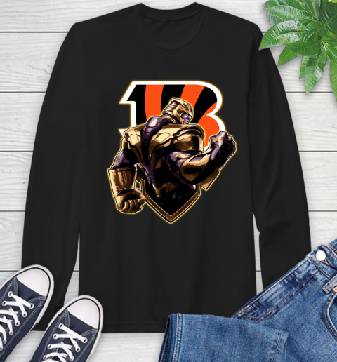 NFL Thanos Avengers Endgame Football Sports Cincinnati Bengals Long Sleeve T-Shirt 2
