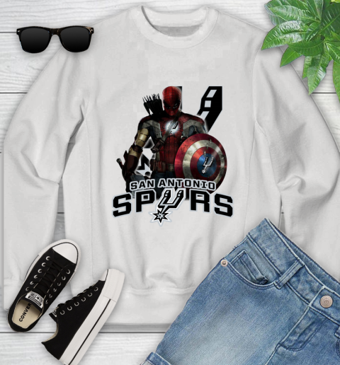 San Antonio Spurs NBA Basketball Captain America Thor Spider Man Hawkeye Avengers Youth Sweatshirt