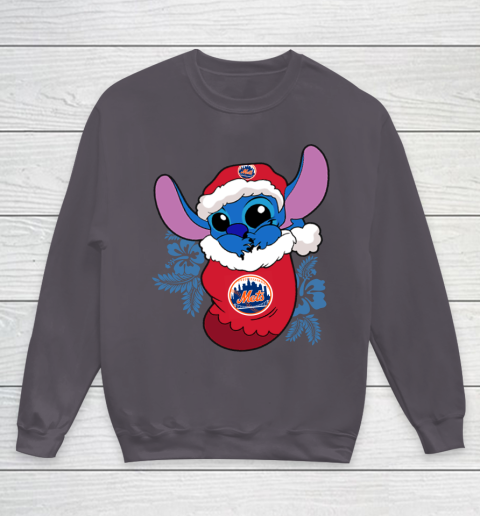 New York Mets Christmas Stitch In The Sock Funny Disney MLB Youth Sweatshirt 6