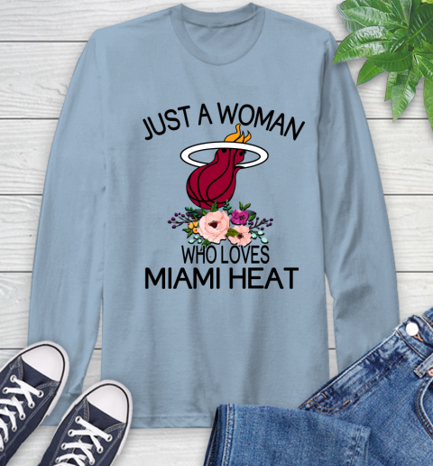 NBA Just A Woman Who Loves Miami Heat Basketball Sports Long Sleeve T-Shirt 6