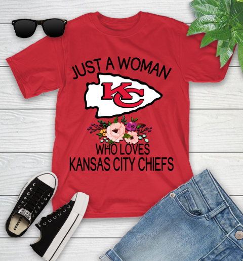 NFL Just A Woman Who Loves Kansas City Chiefs Football Sports Youth T-Shirt 8