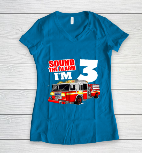 Kids Fire Truck 3rd Birthday T Shirt Boy Firefighter 3 Years Old Women's V-Neck T-Shirt 5