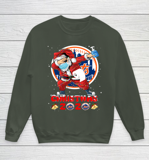 New York Mets Funny Santa Claus Dabbing Christmas 2020 MLB Youth Sweatshirt 8