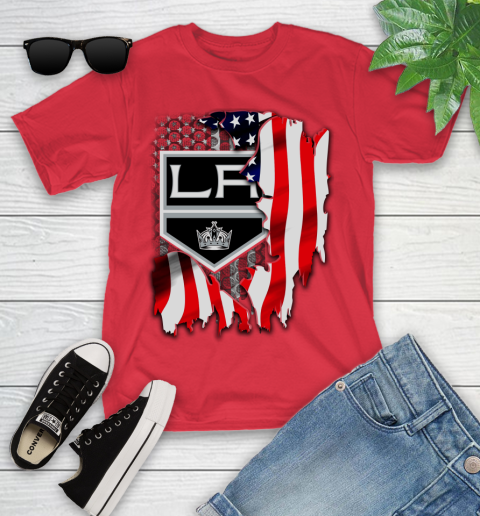 Los Angeles Kings NHL Hockey American Flag Youth T-Shirt 13
