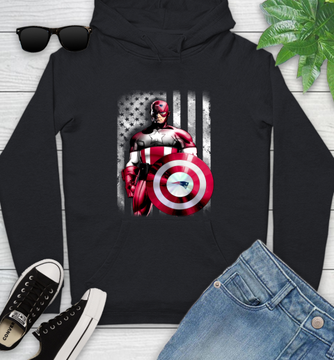 New England Patriots Nfl Football Captain America Marvel Avengers American Flag Shirt Youth Hoodie Itees Global