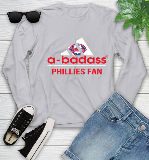 MLB A Badass Philadelphia Phillies Fan Adidas Baseball Sports Youth Long Sleeve 5