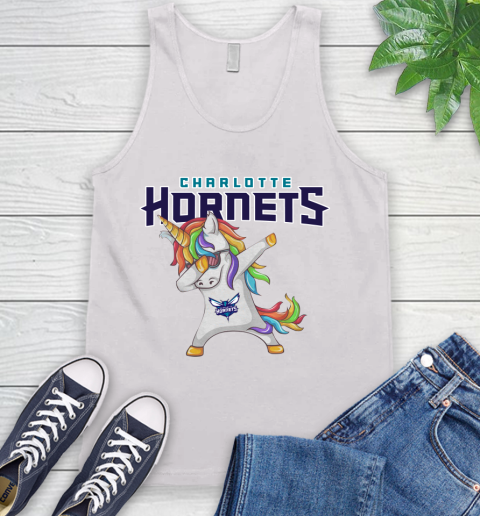 Charlotte Hornets NBA Basketball Funny Unicorn Dabbing Sports Tank Top