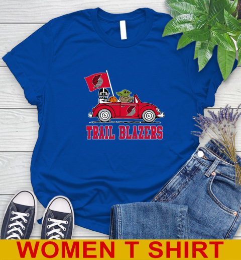 NBA Basketball Portland Trail Blazers Darth Vader Baby Yoda Driving Star Wars Shirt Women's T-Shirt 9