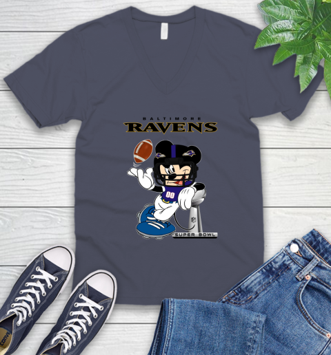 NFL Baltimore Ravens Mickey Mouse Disney Super Bowl Football T Shirt V-Neck T-Shirt 9