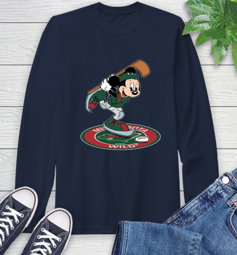 NHL Hockey Minnesota Wild Cheerful Mickey Disney Shirt Long Sleeve T-Shirt 4