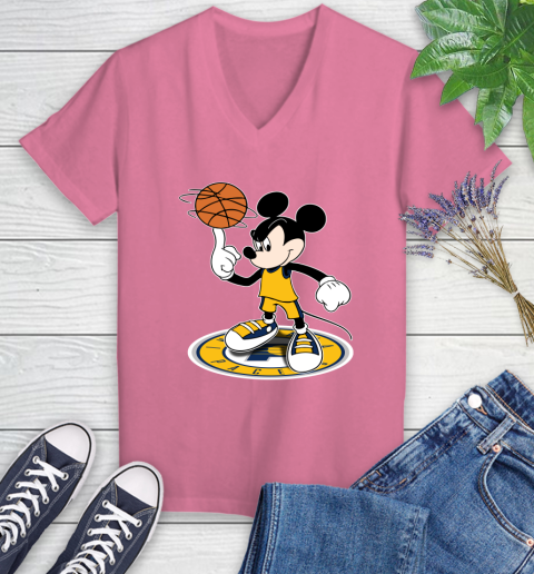 NBA Basketball Indiana Pacers Cheerful Mickey Disney Shirt Women's V-Neck T-Shirt 11