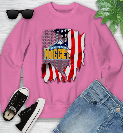 Denver Nuggets NBA Basketball American Flag Youth Sweatshirt 6