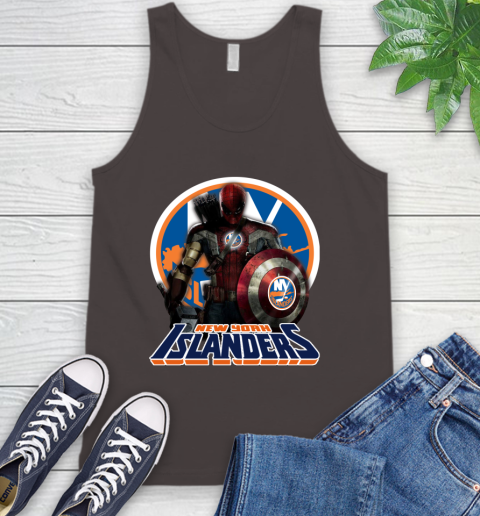 NHL Captain America Thor Spider Man Hawkeye Avengers Endgame Hockey New York Islanders Tank Top 7