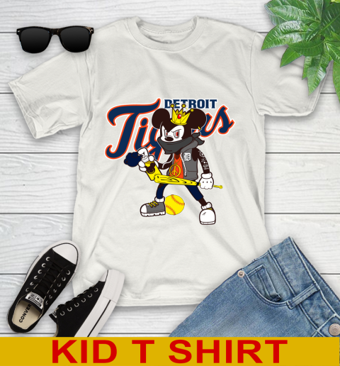 Detroit Tigers MLB Baseball Mickey Peace Sign Sports Youth T-Shirt