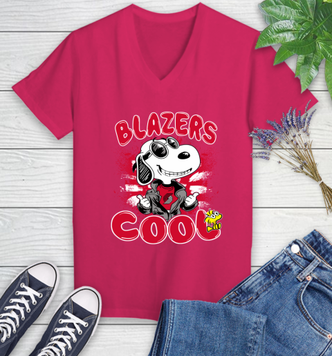NBA Basketball Portland Trail Blazers Cool Snoopy Shirt Women's V-Neck T-Shirt 7
