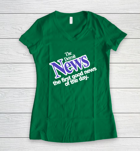 DETROIT NEWS THE FIRST GOOD NEWS OF THE DAY Women's V-Neck T-Shirt 3