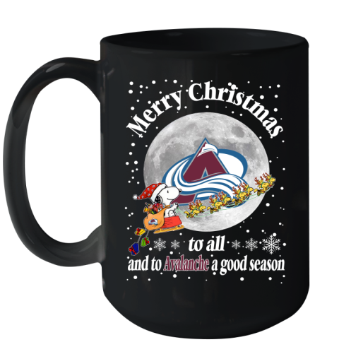 Colorado Avalanche Merry Christmas To All And To Avalanche A Good Season NHL Hockey Sports Ceramic Mug 15oz